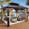 10x12FT Outdoor Hardtop Gazebo, Double Roof Heavy Duty Aluminum Gazebo with Netting, Metal Frame, All-Weather Protection Canopy for Patio, Garden - 2 of 4