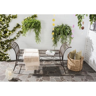 Hadley 56'' Rustic Brown Iron Outdoor Garden Bench