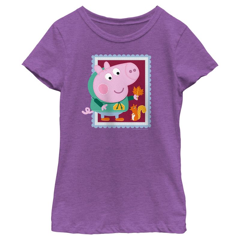 Girl's Peppa Pig Fall Frame T-Shirt, 1 of 5