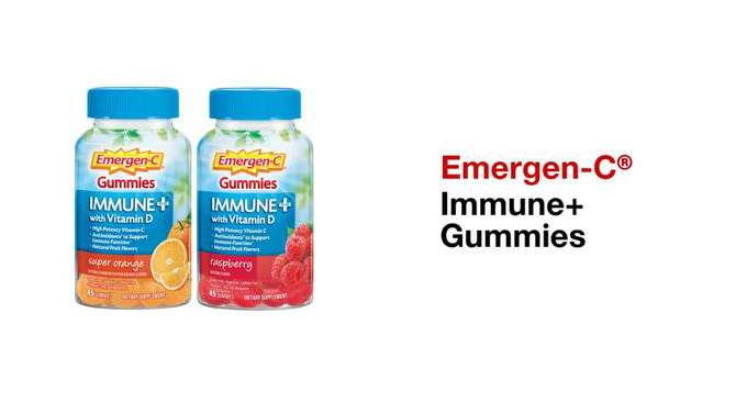 Emergen-C Immune+ with Vitamin D Gummies - Super Orange - 45ct, 2 of 14, play video