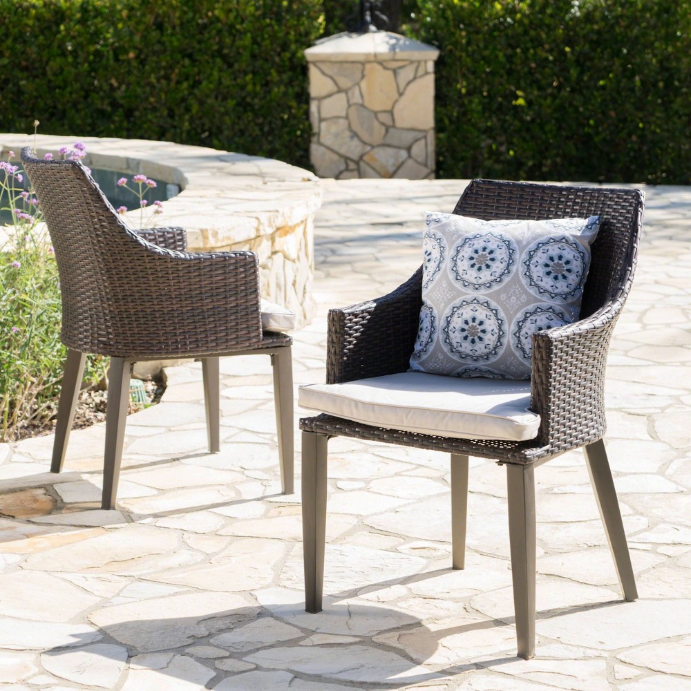 Photos - Garden Furniture Hillhurst 2pk Wicker Dining Chairs - Brown/Light Brown - Christopher Knigh