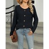 Women's Button Detail Long Sleeve T-Shirt Ribbed Knit Loose Fit Casual Top - 3 of 4