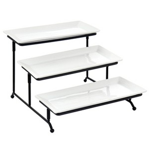 Elama 3-Tier Rectangular Plate Porcelain Serving Stand Set - 1 of 4