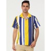 Lars Amadeus Men's Summer Striped Shirts Short Sleeves Button Down Beach Color Block Shirt - 3 of 4