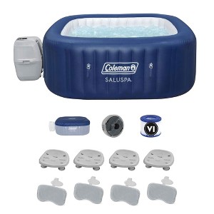 Coleman SaluSpa Atlantis AirJet Inflatable Hot Tub w/Set of 4 SaluSpa Underwater Non Slip Pool and Spa Seat & Padded Headrest Pillows, Gray, (4 Pack) - 1 of 4