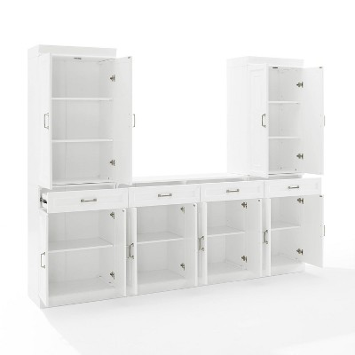 White 3-Piece Traditional Sideboard and Pantry Set with Adjustable Shelves