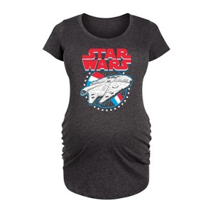 Women's - Star Wars - Millennium Falcon Americana-Maternity Scoop Neck Graphic T-Shirt - 1 of 4