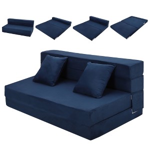 Folding Sofa Bed, Foldable Couch Bed with Pillow, Convertible Sleeper Chair Folding Sofa Mattress, Futon Floor Couch for Living Room/Bedroom/Guest - 1 of 4