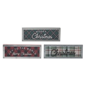 Transpac Wood Framed Metal Christmas Wall Decor Set of 3 Christmas Home Decorations - 1 of 3