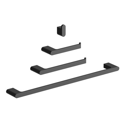 YAWWALK 4-Piece Bathroom Hardware Set with Towel Hook, Toilet Paper Holder, and 24-Inch Towel Bar,