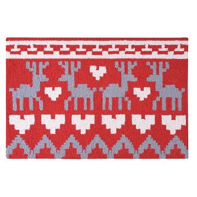 2'x3' Rectangle Hooked Forest Animals Accent Rug Red - C&F Home