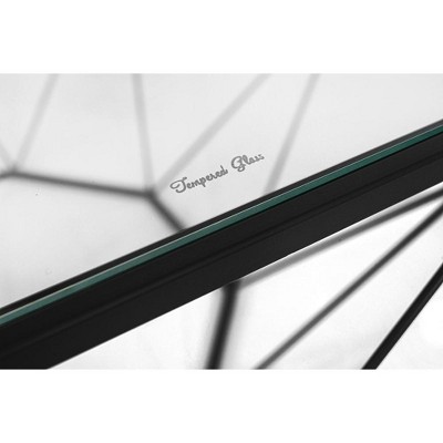Malibu 29" Black Geometric Glass Top Coffee Table