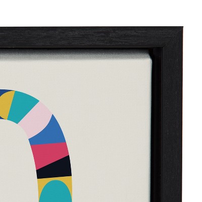 Mid Century Modern Multicolor Lemur Framed Canvas Art, 18x24