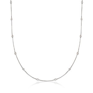 Ross-Simons 0.50-1.00 ct. t.w. Bezel-Set Diamond Station Necklace in Sterling Silver - 1 of 3