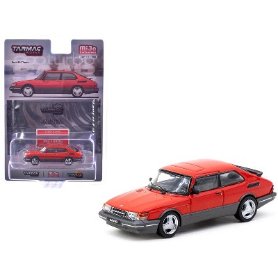 Saab 900 Turbo Red with Tarmac Cards "Global64" Series 1/64 Diecast Model Car by Tarmac Works