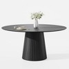 PexFix 60" Round Dining Table for 6 People Modern Pedestal Table with Fluted Cone Base & Wood MDF Top for Small Space Kitchen Dining Room Cafe Black - 3 of 4