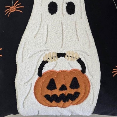 DSVIMOY Support Pillow Halloween Ghost with Pumpkin Bucket Throw Pillow for Halloween Decor, Black, 17"*17"*10"