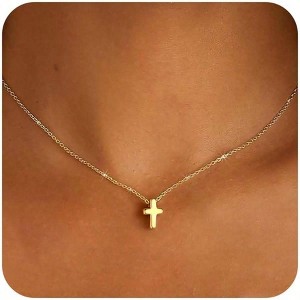 Dainty Cute 3D Cross Necklace - Layered Choker for Women Girls - 1 of 4