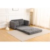Velvet Linen 3-Fold Convertible Futon Couch Bed with Pull-Out Design and Side Storage Bags for Living Room - 4 of 4