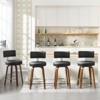 Bekrvio 26" Faux Leather Swivel Bar Stools Set of 1/2/3/4,Mid Century Modern Counter Chairs with Wood Legs and Curved Back for Kitchen Island - 3 of 4