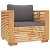 Patio Sofa Chair with Dark Gray Cushions Solid Wood Teak vidaXL - 2 of 4