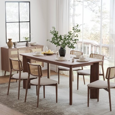 Dovelina 67" Wood Dining Table Mid-century Modern Kitchen Table Dining Room Table For 6 People ...