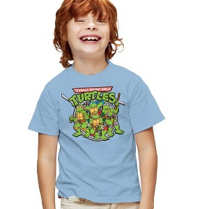 Teenage Mutant Ninja Turtles Classic Turtles Youth T Shirt, Light Blue - 1 of 4