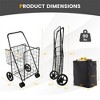 NAYSAYE Foldable Shopping Cart Double Basket Utility Trolley Heavy Duty 90LB Capacity for Home Use, Black, 24"*23.5"*40" - 3 of 4