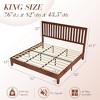 AMERLIFE Solid Wood Bed Frame, Mid-Century Platform Bed with Grille Headboard - 2 of 3