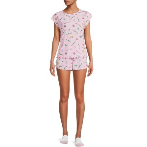 Women's Friends TV Show Pajama Set 3 PC Shirt And Shorts With No-Show Socks - 1 of 4