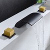 SUMERAIN Roman Bathtub Faucet 3 Hole Deck Mount High Flow Waterfall Tub Filler Black and Gold Finish - 2 of 4