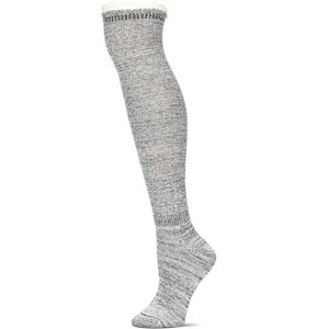 Memoi Pop Out Lace Over The Knee Cotton Blend Warm Socks Gray One Size - 1 of 4