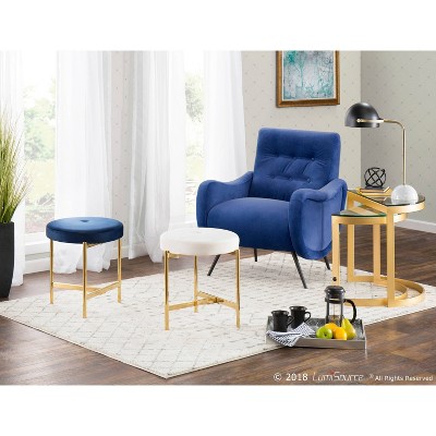 Rafael Contemporary Lounge Chair Black/Blue Velvet - LumiSource: High Tufted Backrest, Metal Legs, Comfortable Seating