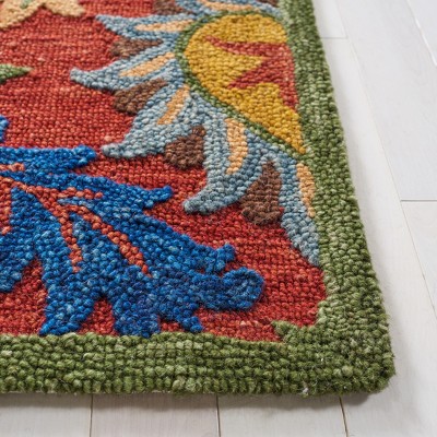 Hand-Tufted Artisanal Red Wool 6' Square Area Rug