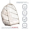 CAVINAS PE Egg Outdoor Swing Chair with Cushion and Headrest Pillow,Rattan Porch Swing for Bedroom,Garden,Courtyard,White - 2 of 4