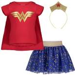 DC Comics Justice League Wonder Woman Girls Costume T-Shirt Tulle Skirt Headband and Cape 4 Piece Set Little Kid to Big Kid