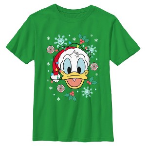 Boys Mickey & Friends Donald Duck Snowflakes and Hollies T Shirt - 1 of 4