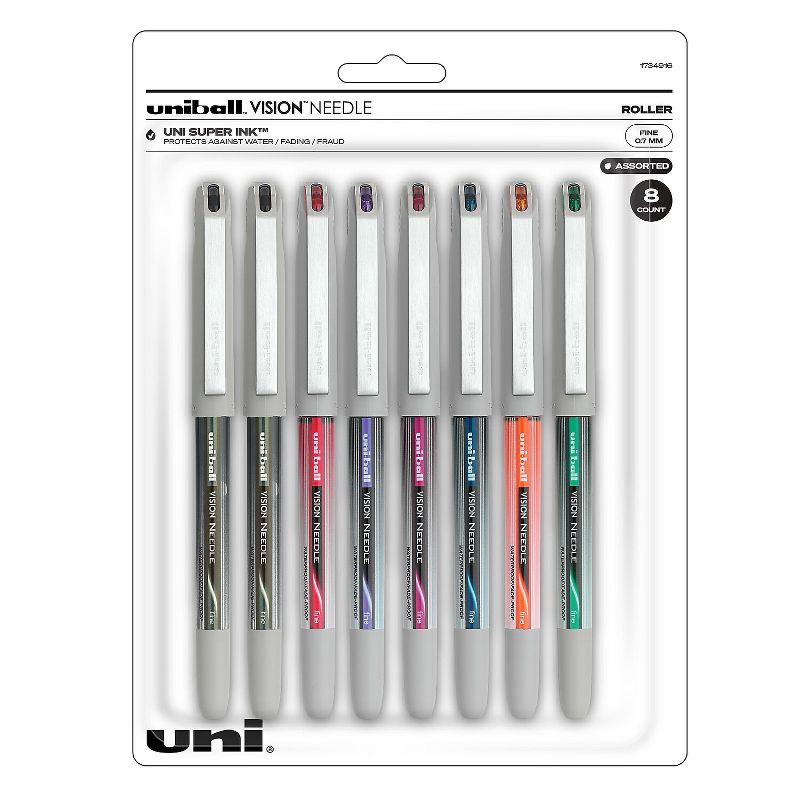 uni-ball uniball Vision Needle Rollerball Pens Fine Point 0.7mm Assorted Ink 8/Pack (1734916), 1 of 10