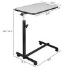 Syemin Desks Adjustable Overbed Bedside Table Overbed Bedside Table with Wheels Hospital Tray Table Adjustable with Wheel,  Grey, 23.6"*15.7"*28.3" - 3 of 4