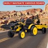 3-in-1 24V Ride On Tractor for Kids, Electric Excavator, Bulldozer, Trailer, Remote Control, LED Lights, Music, USB - 2 of 4