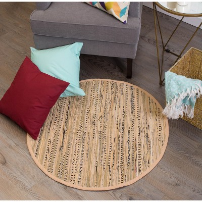 Taupe and Beige Round Cotton Reversible Rag Rug, 36"