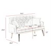 2-Seater Velvet Loveseat Sofa – Tufted Back, Metal Legs, with 2 Pillows, for Living Room, Bedroom or Office - 3 of 4