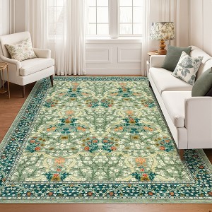Farmhouse Floral Rug Washable Rug Non Slip, Soft Non Shedding Carpet - 1 of 4