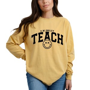 Simply Sage Market S.W.Smiley Teach Varsity Arched Garment Dyed Long Sleeve - 1 of 4