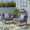 1 Piece Outdoor Acacia Wood Patio Club Chair with Water-Resistant Cushions, Outdoor Chair with Slat Panel Design for Garden or Deck-Coolbibila - 3 of 4