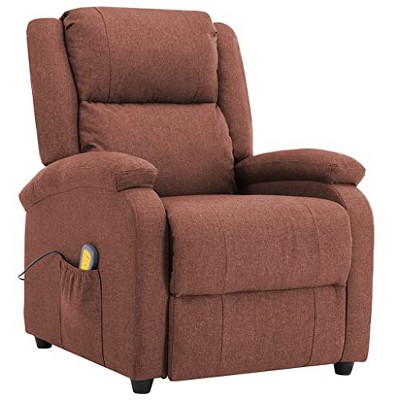 vidaXL - Brown Fabric Upholstered Massage Recliner Chair with Vibration Function and Adjustable Backrest & Footrest - Easy to Assemble