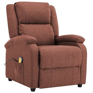 vidaXL - Brown Fabric Upholstered Massage Recliner Chair with Vibration Function and Adjustable Backrest & Footrest - Easy to Assemble - 1 of 4