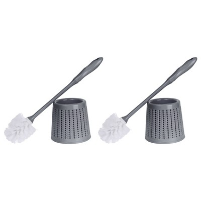 REGALWOVEN Apartment Bathroom Accessories Toilet Brush and Holder Set with Ventilation Slots Base