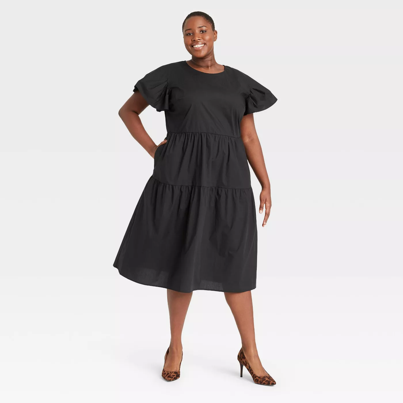 Women's Flutter Short Sleeve A-Line Dress - Who What Wear™ - image 1 of 7