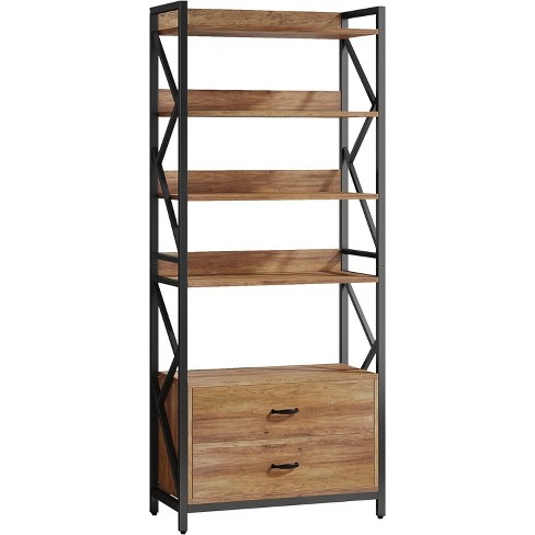 Tribesigns 70.8" 2 Drawers 5 Shelf Open Bookcase - image 1 of 4